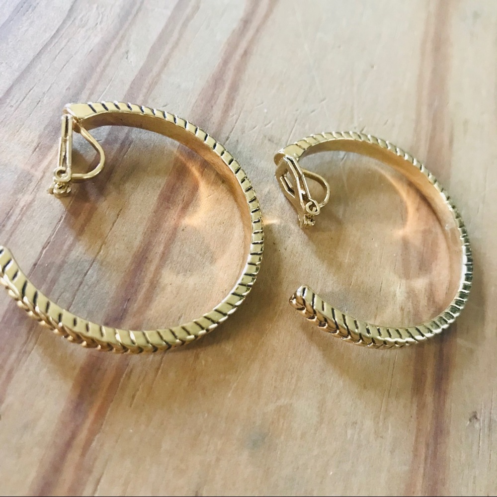 Gold tone Clip On Hoop Earrings
